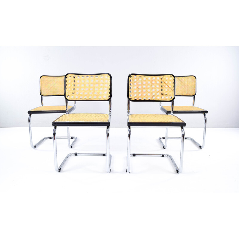 Ensemble de 4 fauteuils B32 italiens vintage par Marcel Breuer pour Cesca, 1970