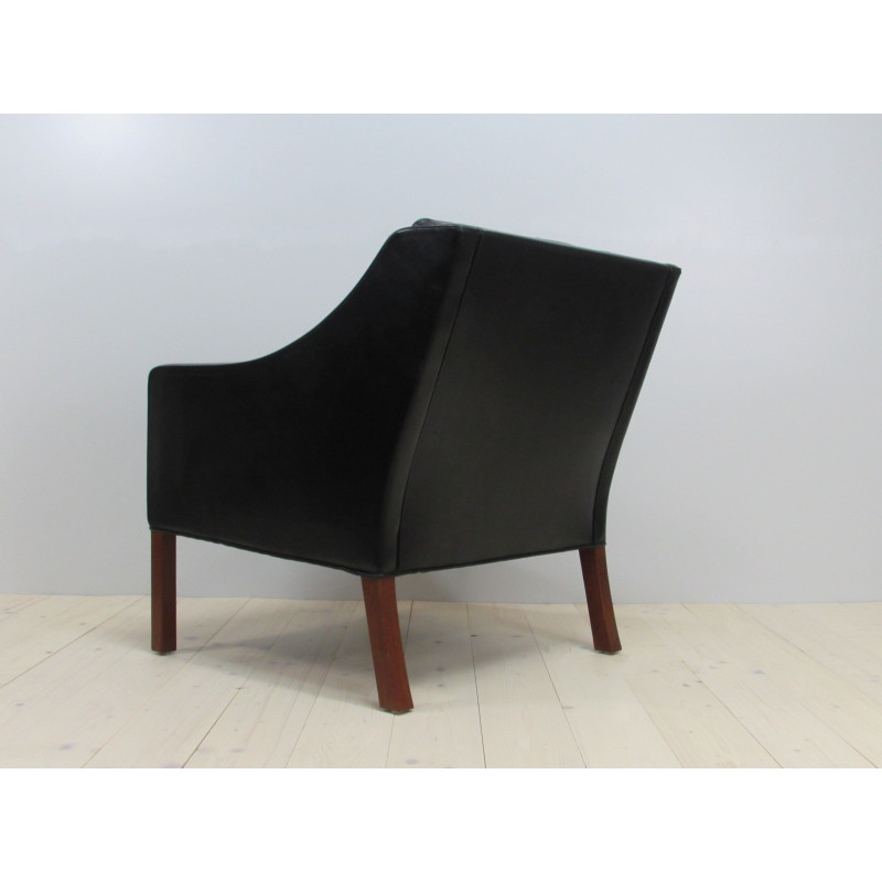 Vintage black leather armchair 2207 by Børge Mogensen for Fredericia, 1960s