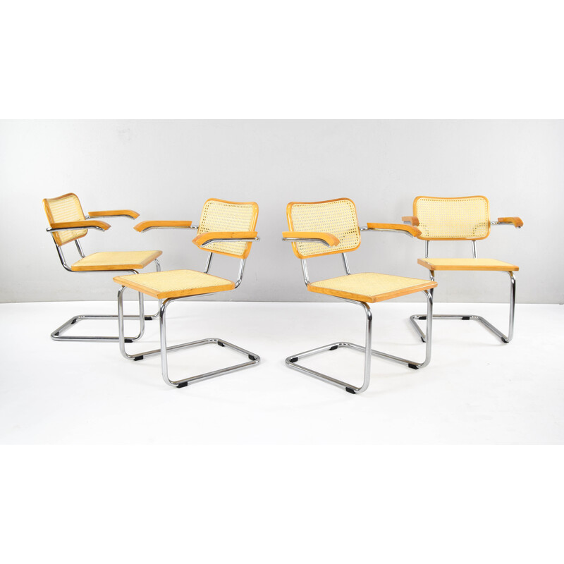 Set of 4 mid-century Italian B64 chairs by Marcel Breuer for Cesca, 1970s