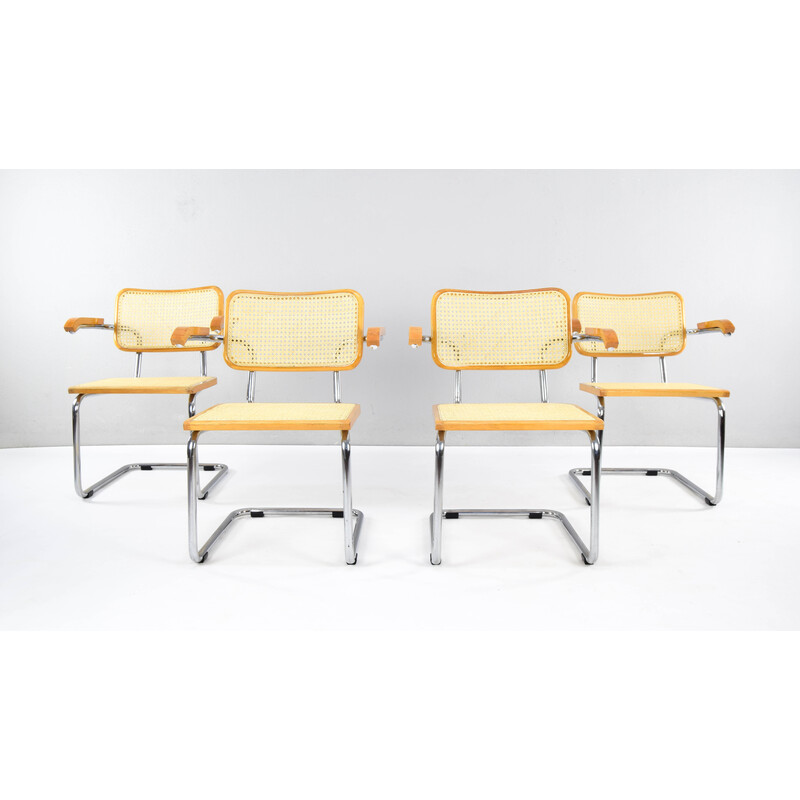 Set of 4 mid-century Italian B64 chairs by Marcel Breuer for Cesca, 1970s