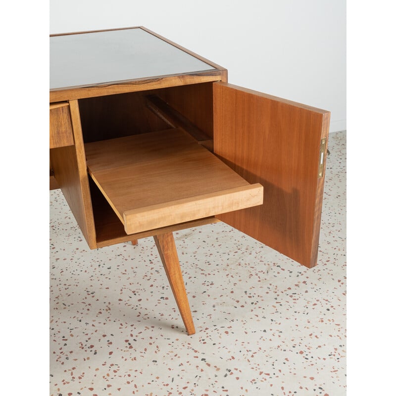 Vintage walnut veneer desk, Germany 1950s