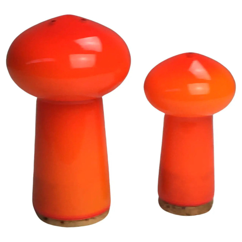 Vintage handblown Danish salt and pepper set in glass by Michael Bang for Holmegaard, 1970s