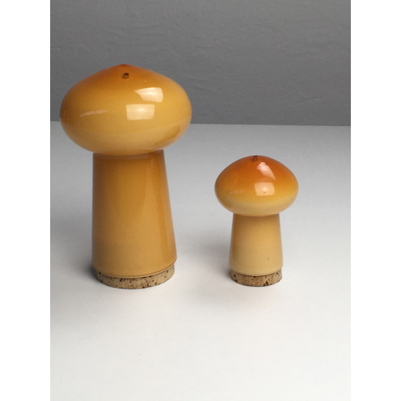 Vintage Danish salt and pepper set in glass by Michael Bang for Holmegaard, 1970s