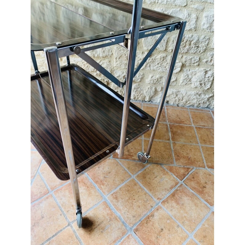 Vintage formica and chrome folding serving table by Speedy, Italy 1970