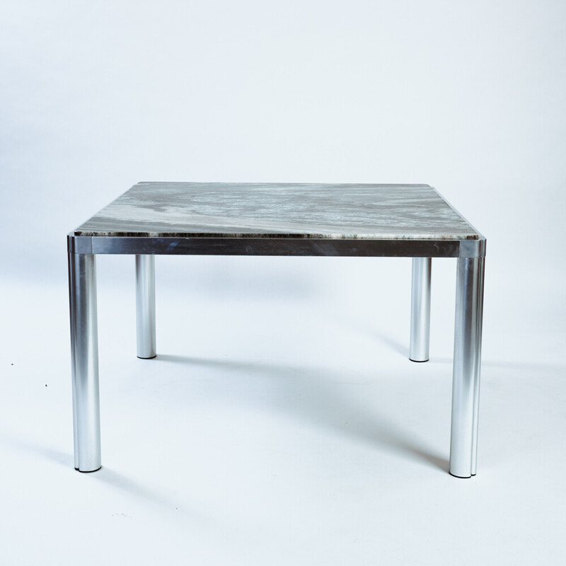 Tavolo vintage in marmo e alluminio di Kho Liang Ie per Artifort, anni '70