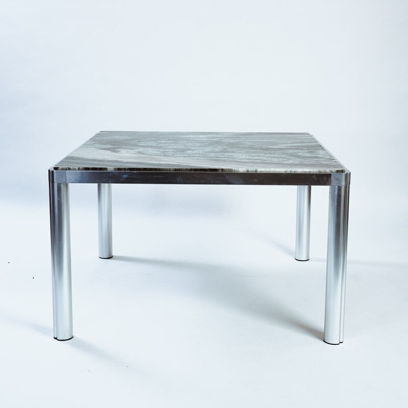 Vintage marble and aluminium table by Kho Liang Ie for Artifort, 1970s