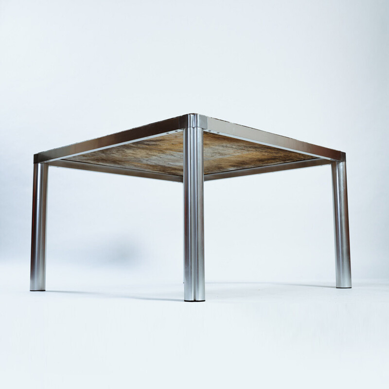 Table vintage en marbre et aluminium par Kho Liang Ie pour Artifort, 1970