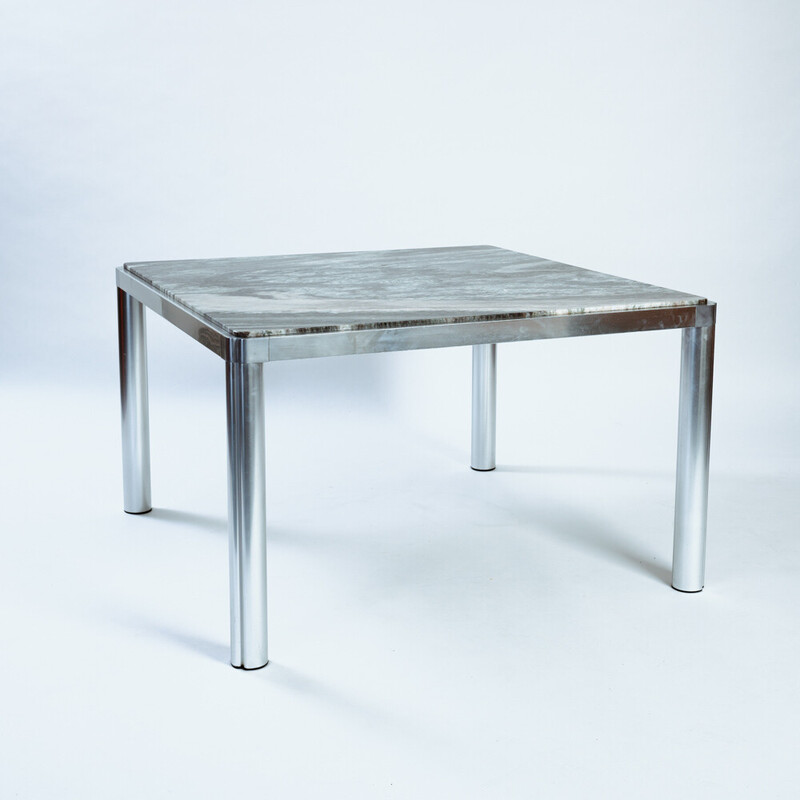 Vintage marble and aluminium table by Kho Liang Ie for Artifort, 1970s