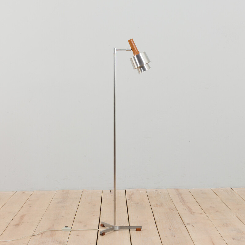 Vintage floor lamp with teak elements by Jo Hammerborg for Fog and Mourn, Denmark 1960s