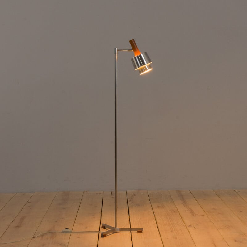 Vintage vloerlamp met teakhouten elementen van Jo Hammerborg voor Fog and Mourn, Denemarken 1960