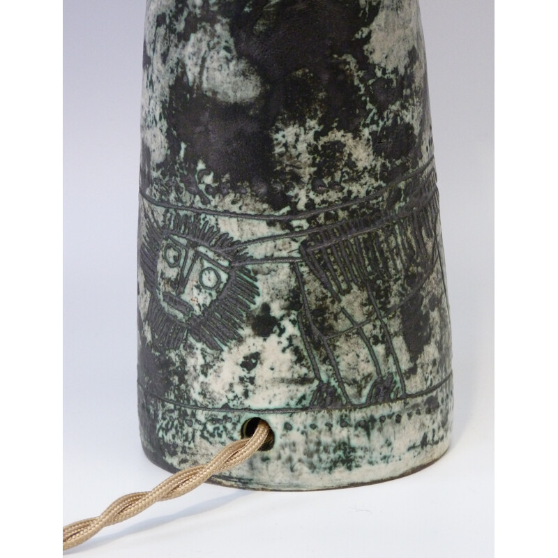 Large green ceramic lamp, Jacques BLIN - 1960s