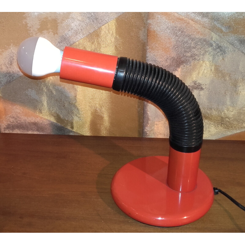 Lámpara de escritorio vintage "BENDY" de metal rojo por Targetti Sankey, Italia 1970