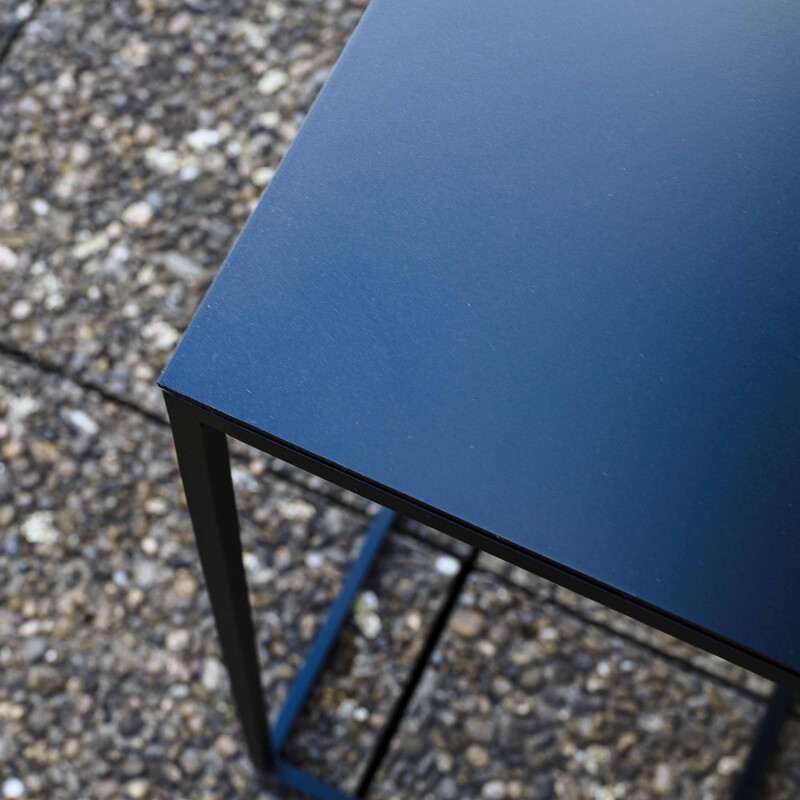 Vintage console Houston P 10 in balck lacquered steel by Janine Vandebosch for Interni