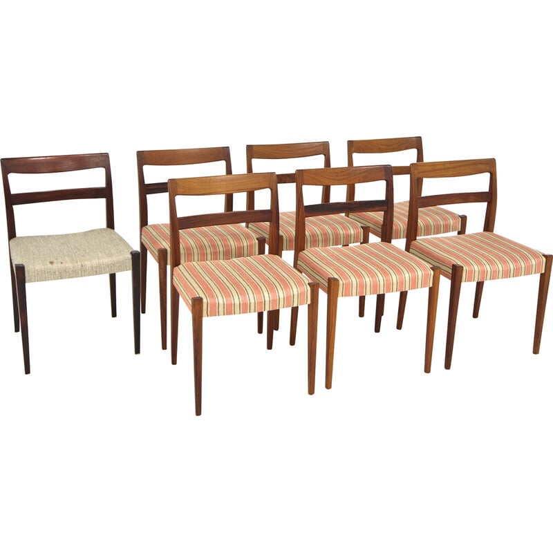 Set van 7 vintage rozenhouten stoelen "Garmi" van Nils Jonsson voor Troeds, Zweden 1960