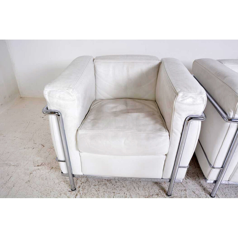 Pair of vintage armchairs "Lc2" by Le Corbusier for Cassina