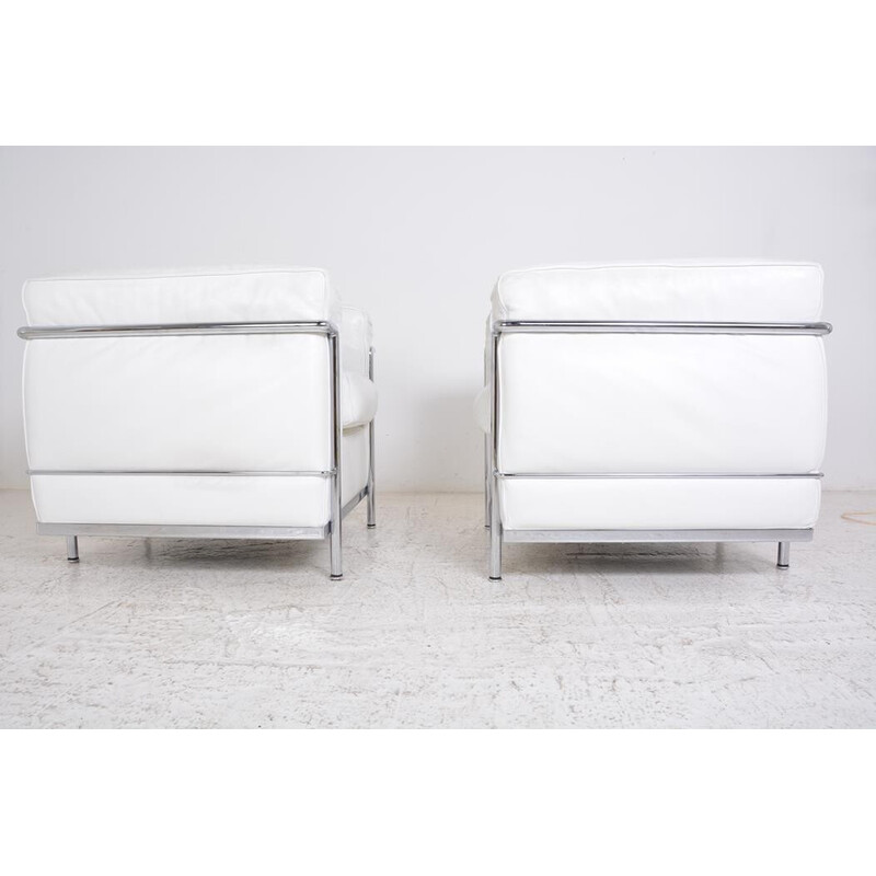 Paire de fauteuils vintage "Lc2" de Le Corbusier pour Cassina