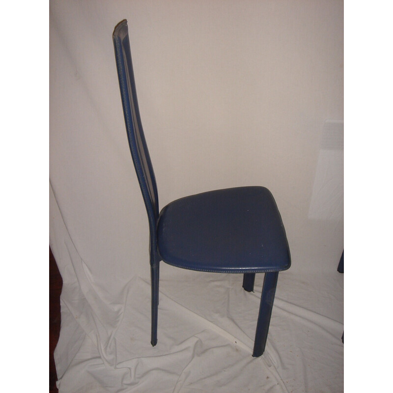 Conjunto de 6 cadeiras de couro vintage de David Lange, 1980