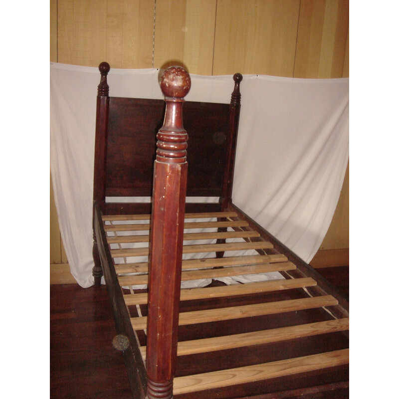 Vintage mahogany canopy bed with slats