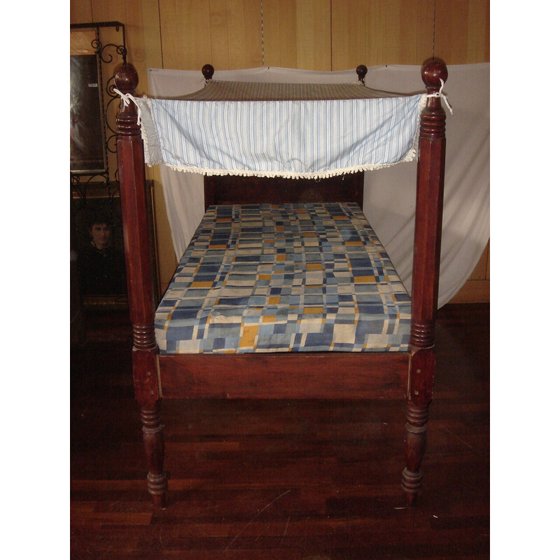 Vintage mahogany canopy bed with slats