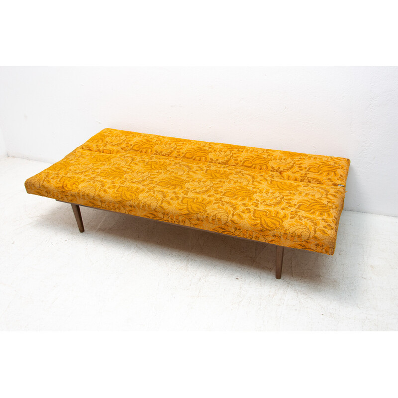 Vintage folding beechwood and fabric sofa bed by Miroslav Navrátil, Czechoslovakia 1960s