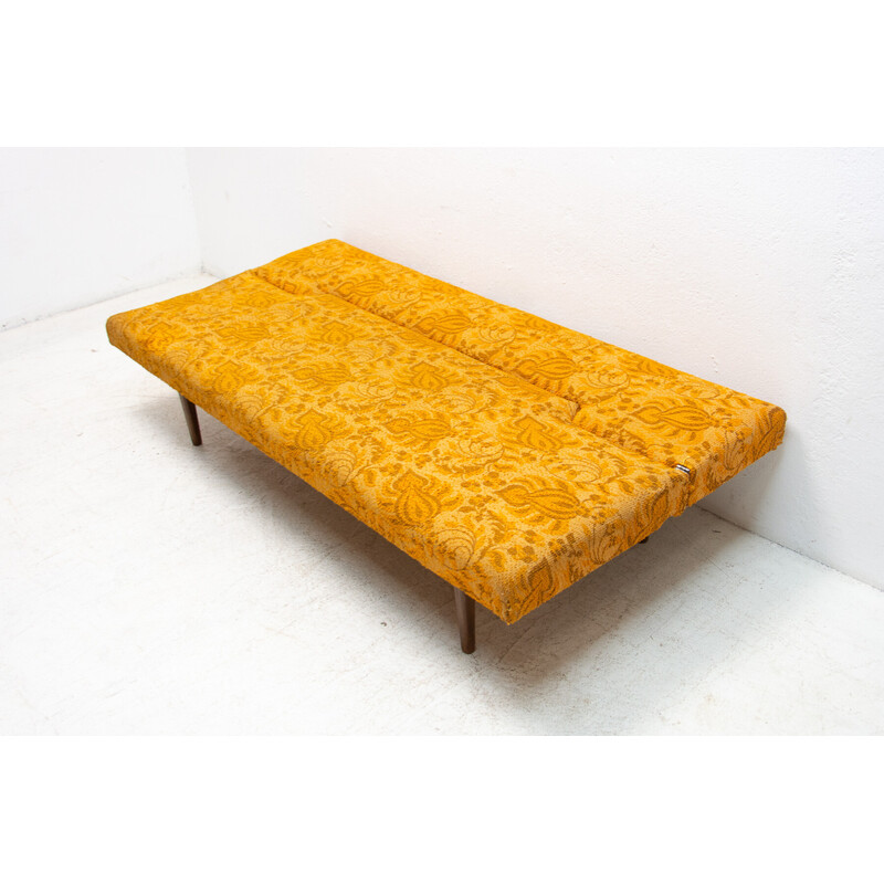 Vintage folding beechwood and fabric sofa bed by Miroslav Navrátil, Czechoslovakia 1960s