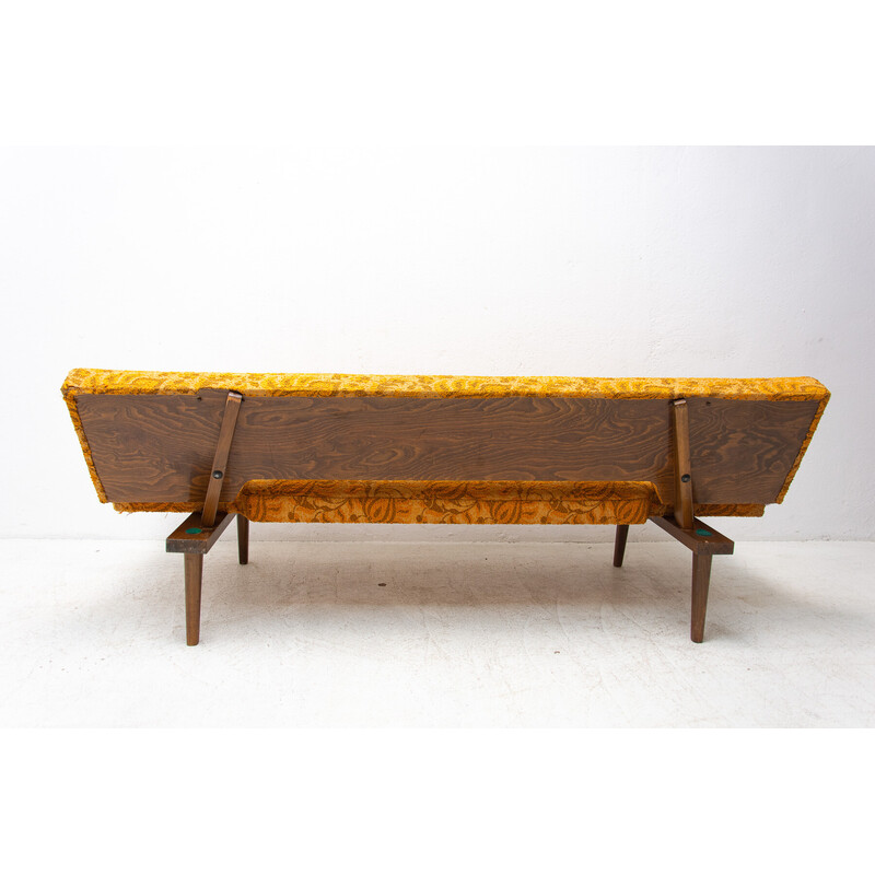 Vintage folding beechwood and fabric sofa bed by Miroslav Navrátil, Czechoslovakia 1960s