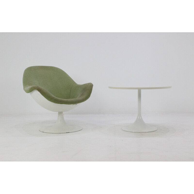 German mid-century tulip chair and table in metal and plastic - 1970s