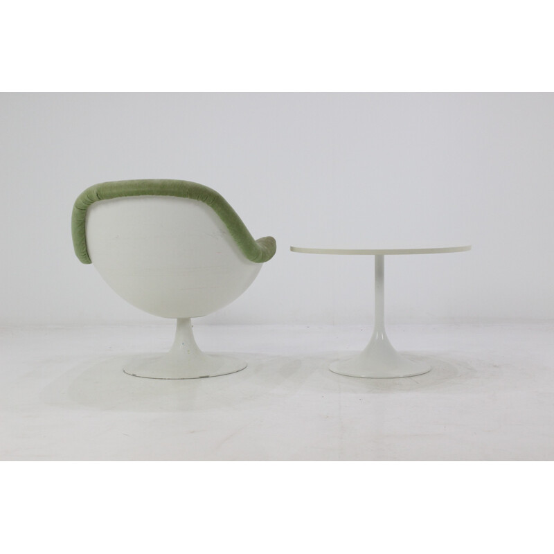 German mid-century tulip chair and table in metal and plastic - 1970s