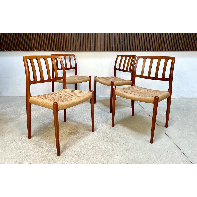 Set of 4 vintage Danish dining chairs "Model No. 83" by Niels O. Møller for J.L. Møllers Møbelfabrik, 1970s