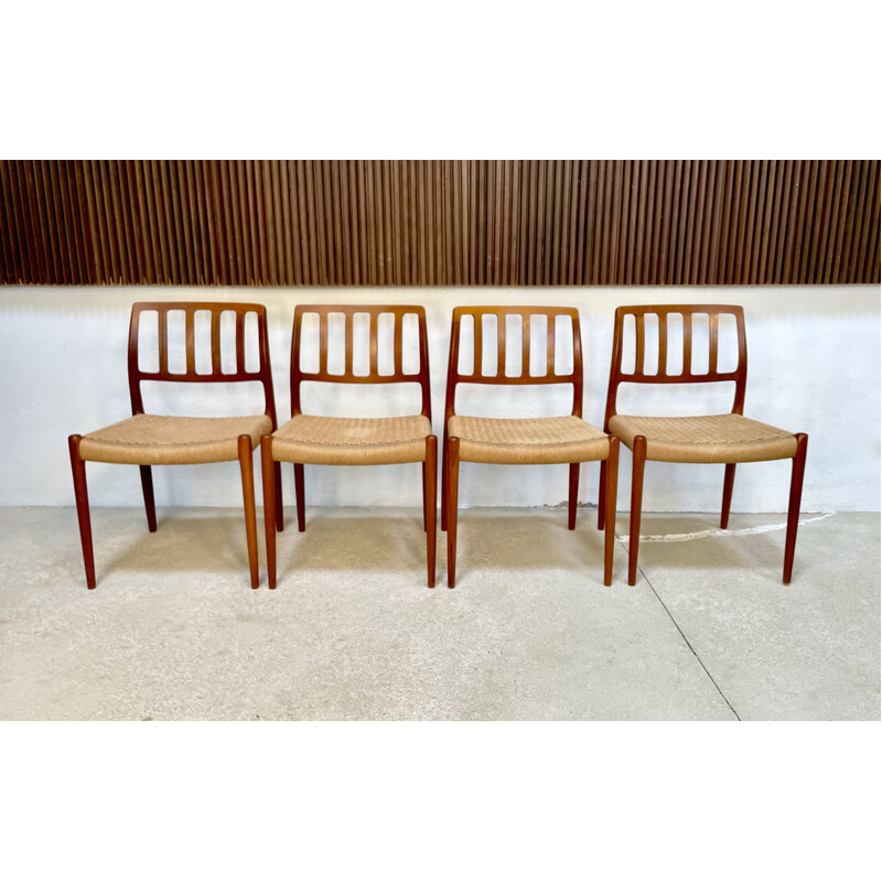 Set of 4 vintage Danish dining chairs "Model No. 83" by Niels O. Møller for J.L. Møllers Møbelfabrik, 1970s