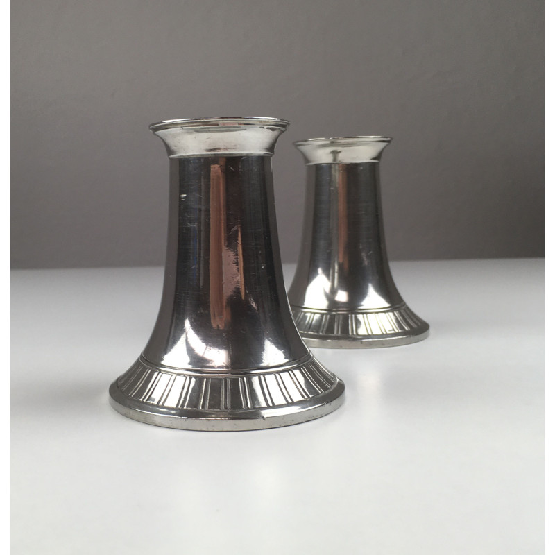 Pair of vintage Danish pewter candlesticks by Just Andersen, 1940s