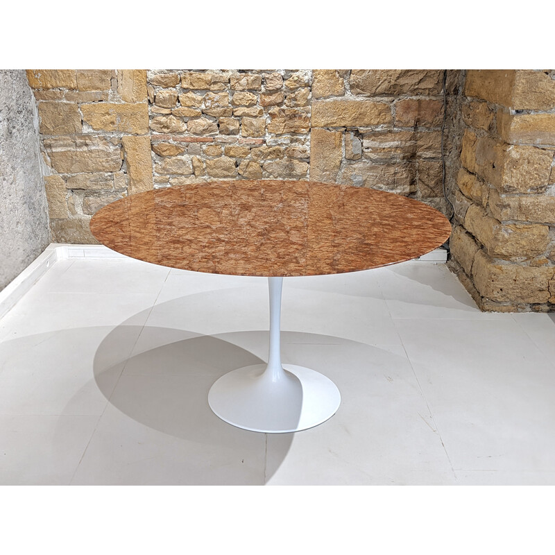 Vintage round red marble table by Eero Saarinen for Knoll, 1960