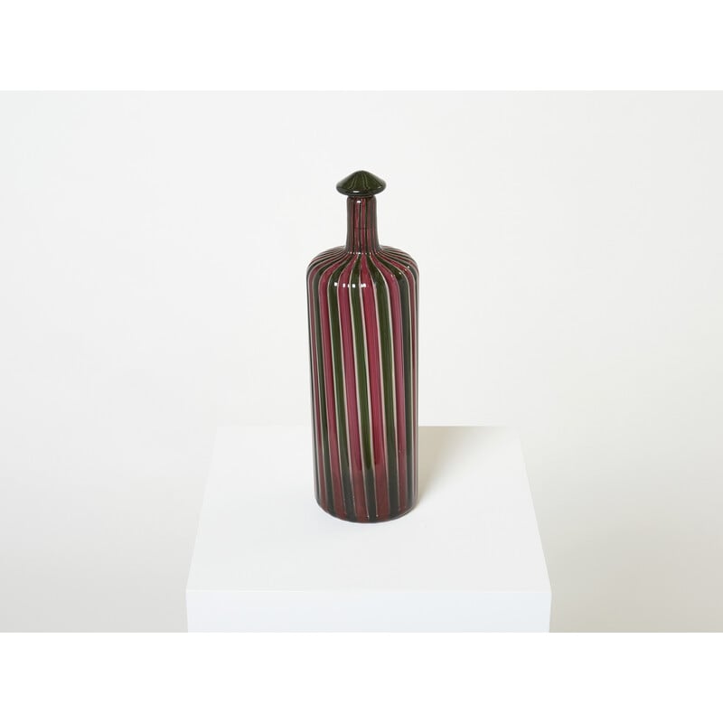 Vintage-Flasche aus Muranoglas von Gio Ponti und Paolo Venini für Venini ,1982