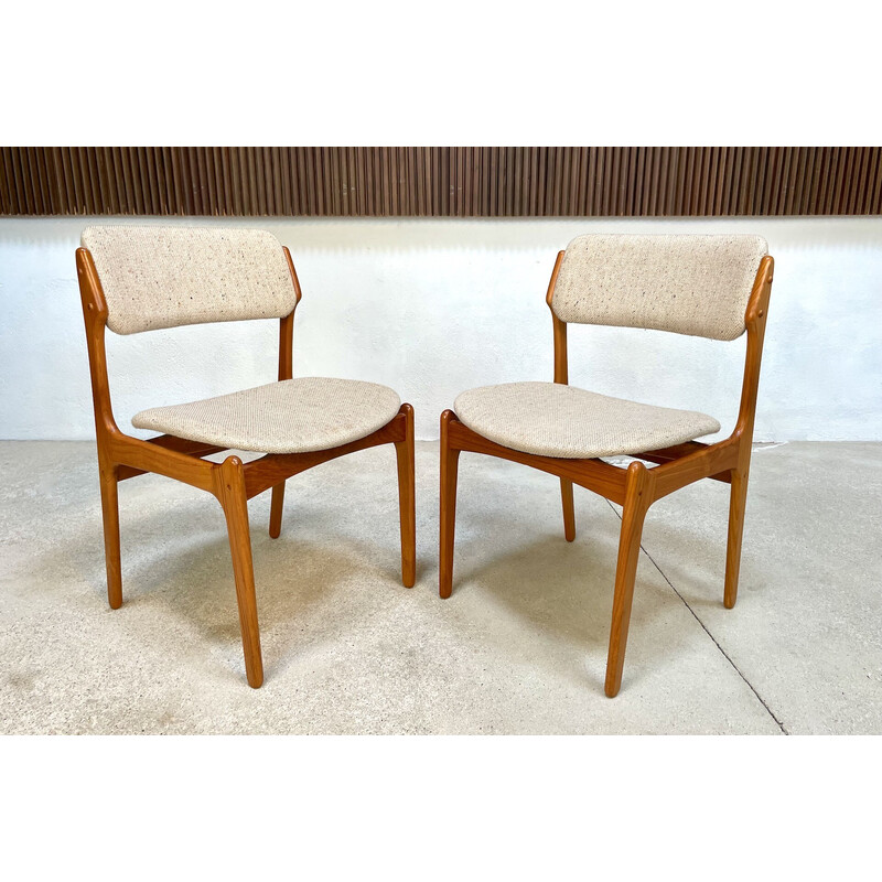 Mid century set of 4 dining chairs in teak model 49 by Erik Buch for O.d. Møbler, Denmark 1960s