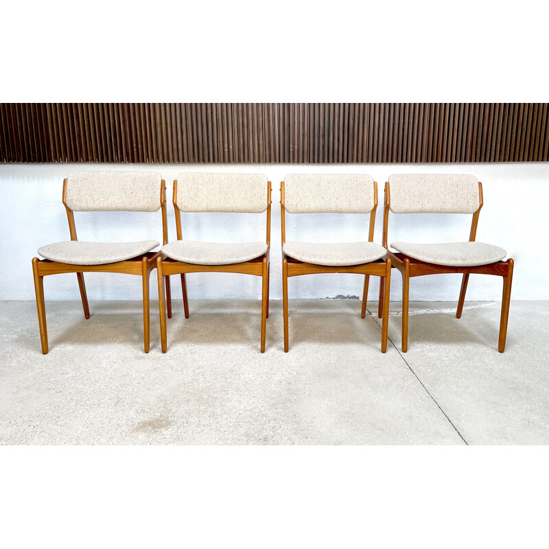 Ensemble de 4 chaises vintage en teck modèle 49 par Erik Buch pour O.d. Møbler, Danemark 1960