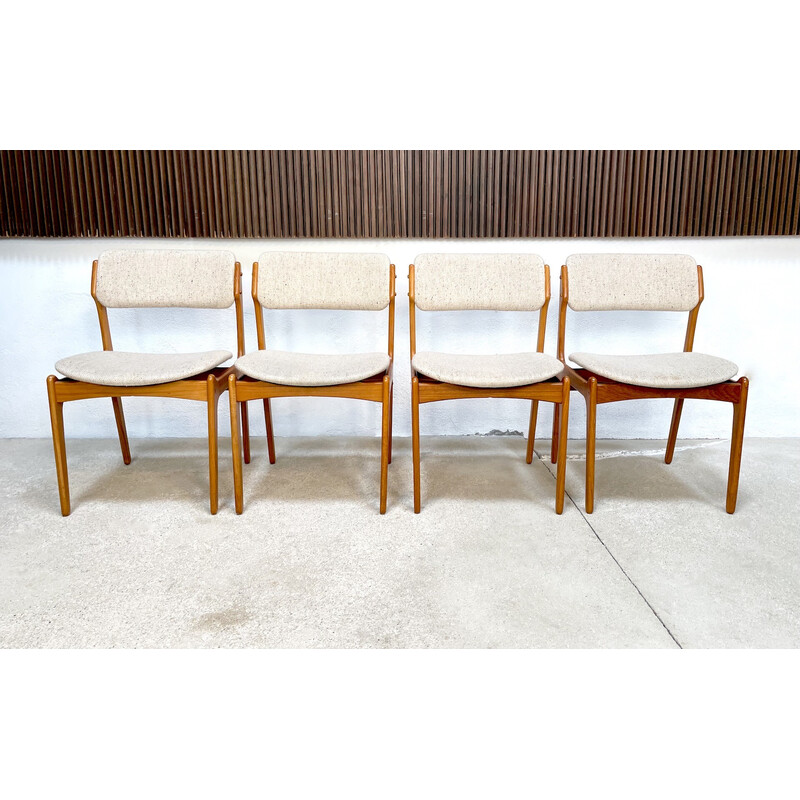 Mid century set of 4 dining chairs in teak model 49 by Erik Buch for O.d. Møbler, Denmark 1960s