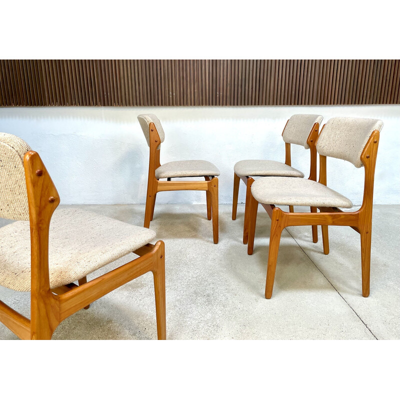 Mid century set of 4 dining chairs in teak model 49 by Erik Buch for O.d. Møbler, Denmark 1960s