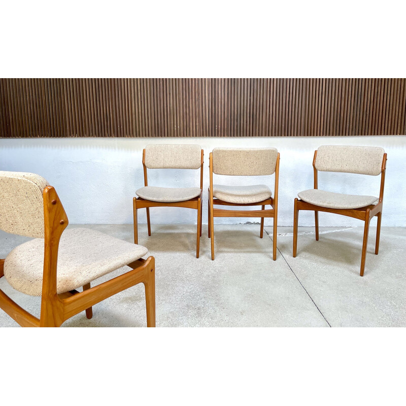 Ensemble de 4 chaises vintage en teck modèle 49 par Erik Buch pour O.d. Møbler, Danemark 1960
