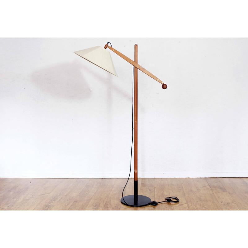 Vintage floor lamp "le klint" in metal and teak model 325 by Vilhelm Wohlert