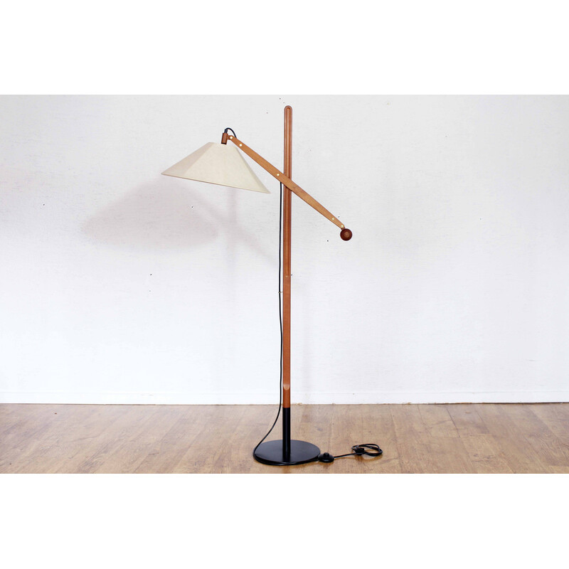 Vintage floor lamp "le klint" in metal and teak model 325 by Vilhelm Wohlert