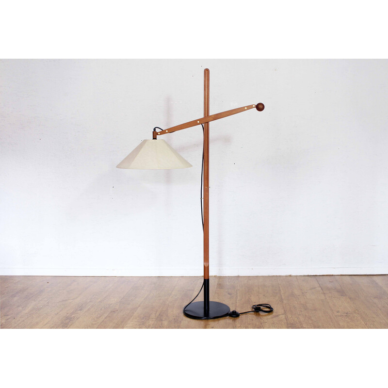 Lámpara de pie vintage "le klint" en metal y teca modelo 325 de Vilhelm Wohlert