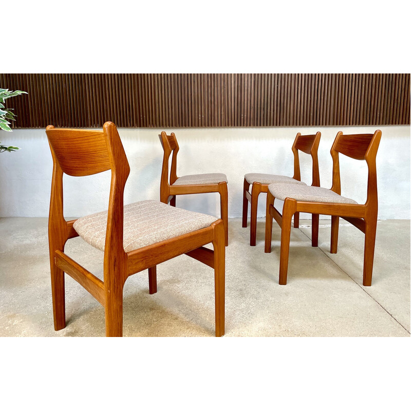 Conjunto de 4 cadeiras de teca dinamarquesas vintage de Erik Buch para O.d. Møbler, 1960