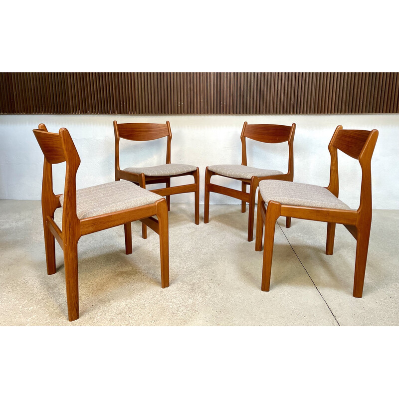 Conjunto de 4 cadeiras de teca dinamarquesas vintage de Erik Buch para O.d. Møbler, 1960
