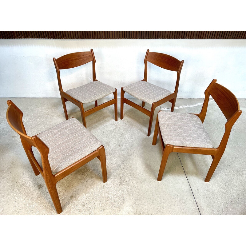 Set van 4 vintage Deense teakhouten stoelen van Erik Buch voor O.d. Møbler, 1960