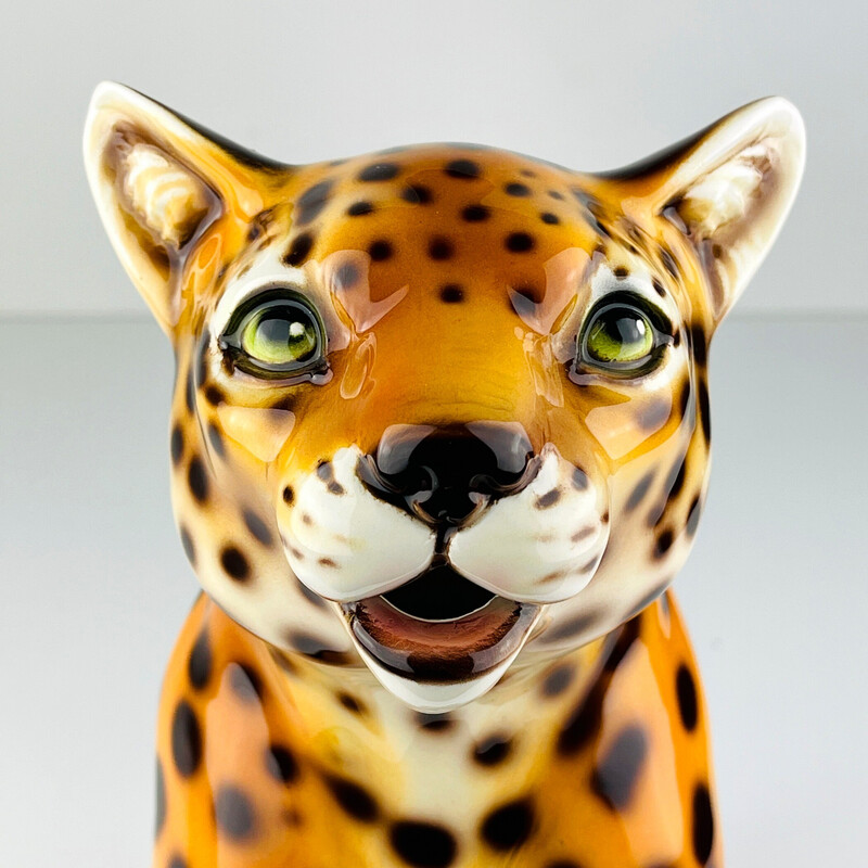 Vintage ceramic jug Leopard, Italy 1970s