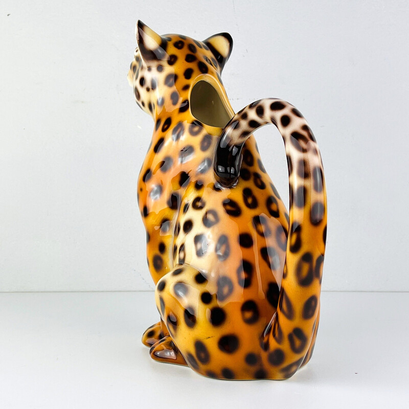 Jarra de cerámica vintage Leopard, Italia años 70