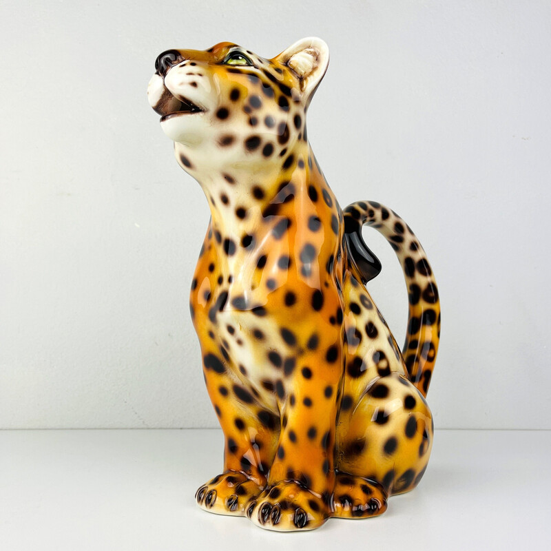 Vintage keramische kan Leopard, Italië 1970