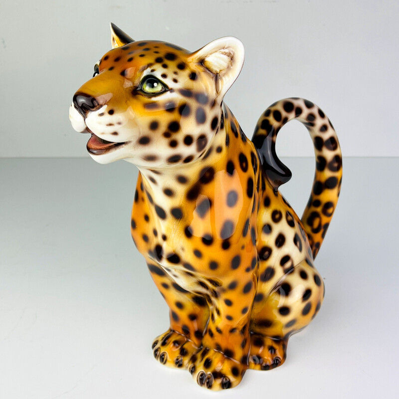 Vintage ceramic jug Leopard, Italy 1970s