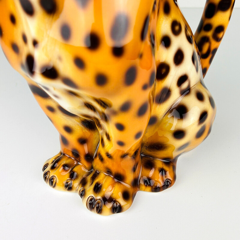 Jarra de cerámica vintage Leopard, Italia años 70