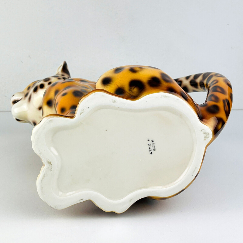 Vintage ceramic jug Leopard, Italy 1970s